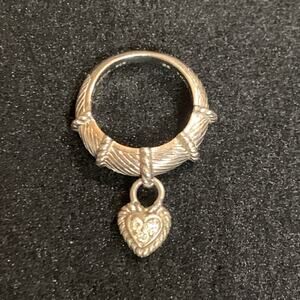 Judith Ripka Ring Size 6 Sterling Silver with Heart Charm w/ CZ's